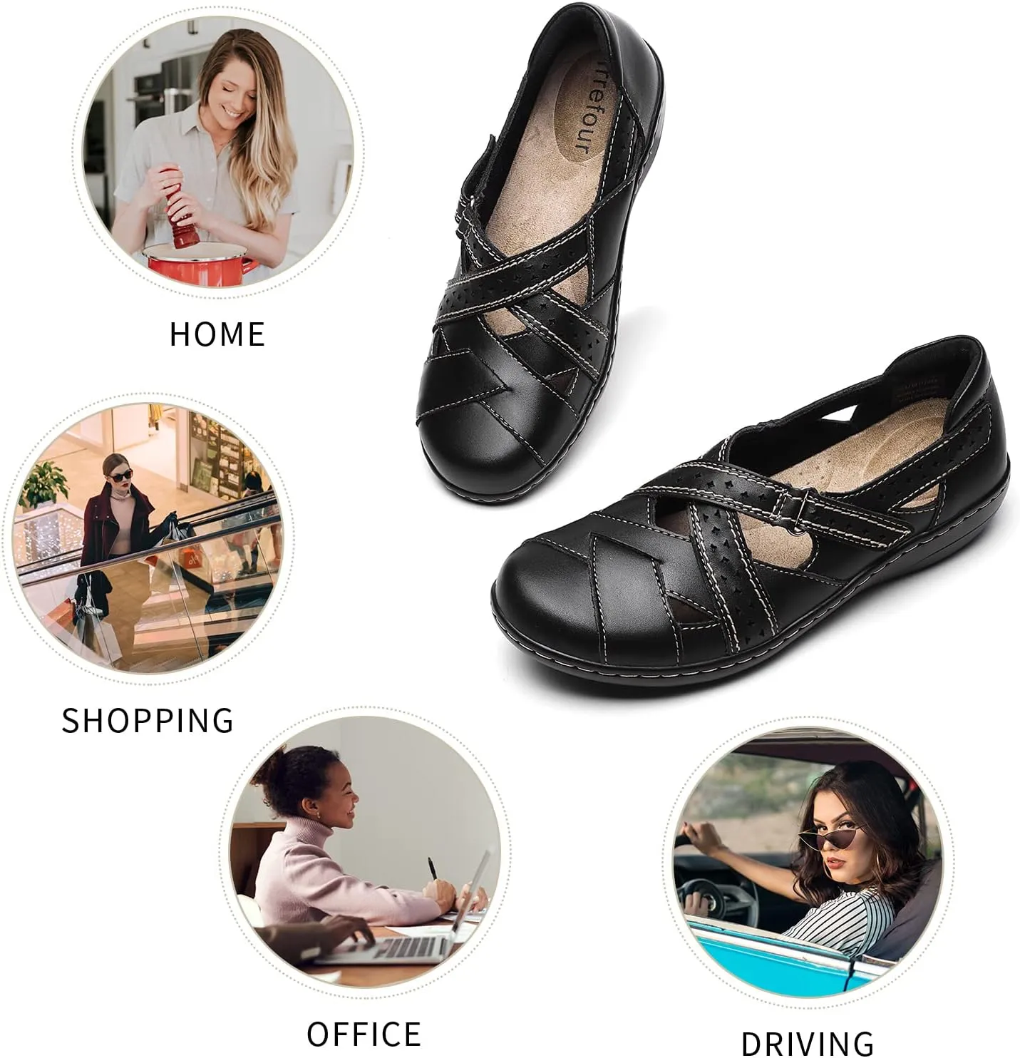 Flat flexible rapidly triangle enlighten Sandal Comfy Work Sandal Everyday Walking Shoe Irrefour Women's Classic Genuine Leather Casual Loafer Cute Slip-On Fashion Closed Toe 