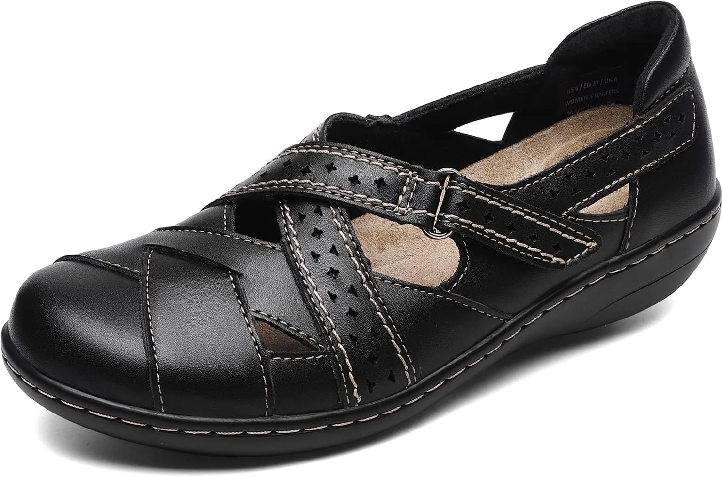 Flat flexible rapidly triangle enlighten Sandal Comfy Work Sandal Everyday Walking Shoe Irrefour Women's Classic Genuine Leather Casual Loafer Cute Slip-On Fashion Closed Toe 