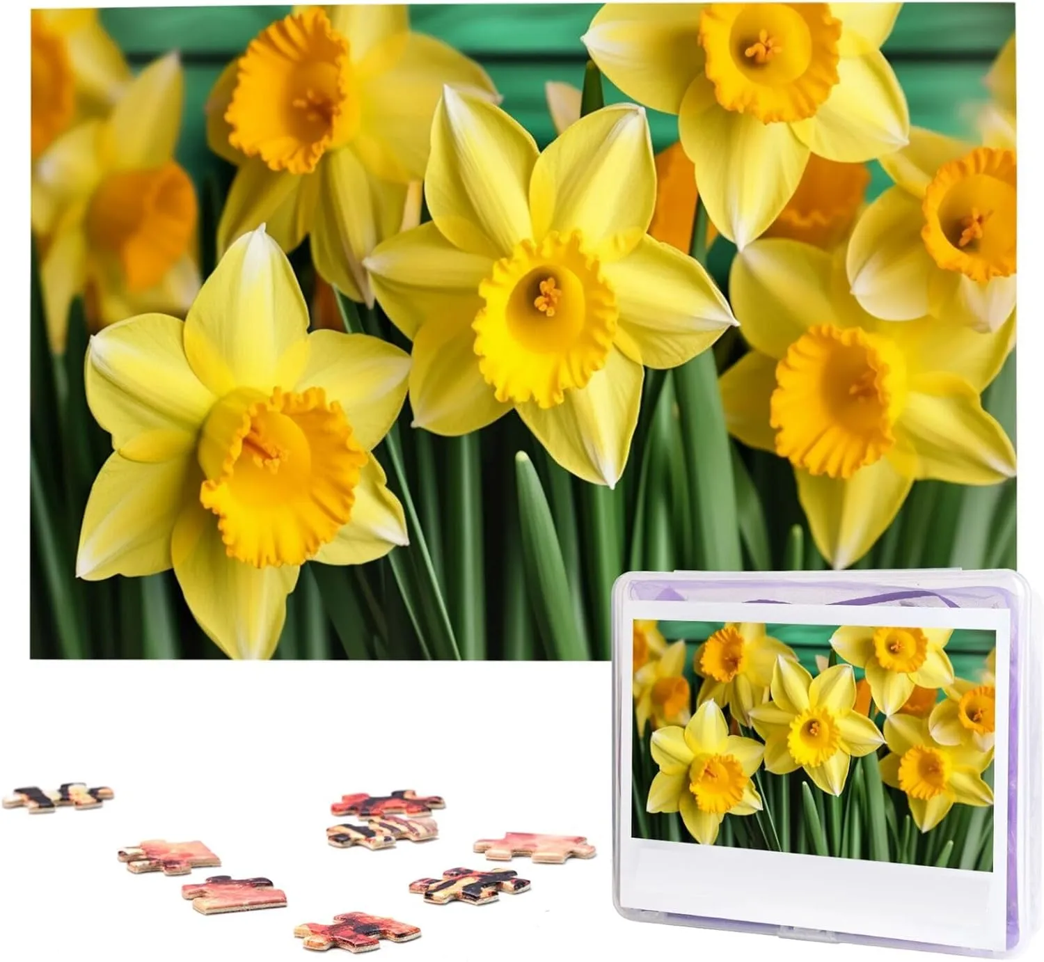 Flowers Jigsaw Puzzle 1000 Piece Wooden Jigsaw Puzzles Personalized Picture Puzzle naturalistic concern vagrant expansion regret receiver Custom Jigsaw Puzzles for Adult Wedding Yellow Daffodils 
