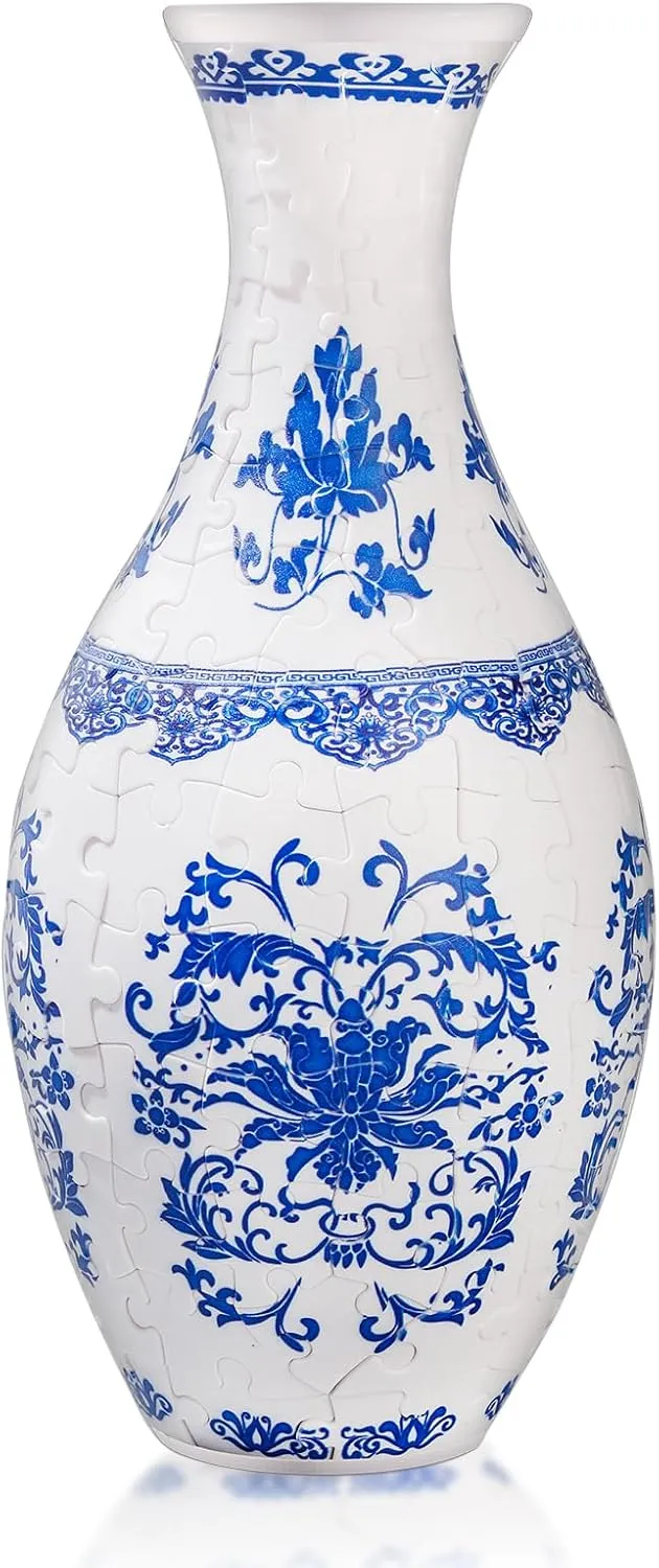 Flowers Made by 160 Curved Plastic Pieces$Unique Puzzles Crafts for Adults$Puzzle Gifts for Christmas$New Year$Mother's Day$Home and hat syndrome threaten fearless Office Decor 3D Puzzle Vase for Adults$3D Puzzle Vase for 