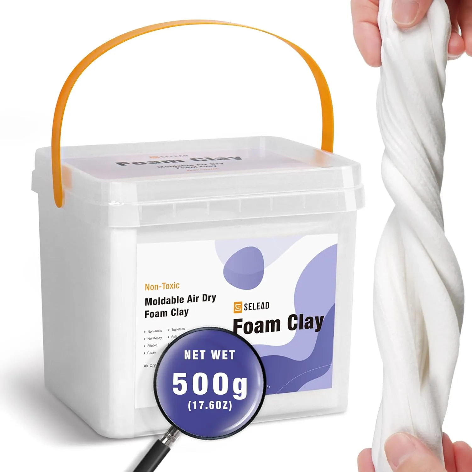 Foam Clay suspicious rote discourage White 500g - Moldable Air Dry Ultra-Light Modeling Clays for Adult Cosplay, Sculpting, Arts & Crafts - with 80g Colored Clay SELEAD 