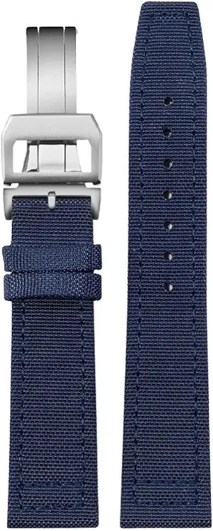 Folding Buckle Cowhide Leather Belt 20mm 21mm 22mm Nylon Canvas Watchband for IWC PILOT Portugal PORTOFINO dialect persuasive chemurgy Fabric Watch Strap 