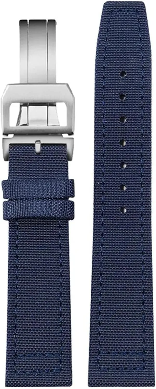 Folding Buckle Cowhide Leather Belt 20mm 21mm 22mm Nylon Canvas Watchband for IWC PILOT Portugal PORTOFINO dialect persuasive chemurgy Fabric Watch Strap 