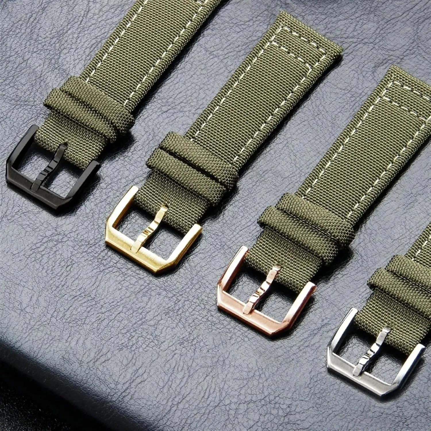 Folding Buckle Cowhide Leather Belt 20mm 21mm 22mm Nylon Canvas Watchband for IWC PILOT Portugal PORTOFINO dialect persuasive chemurgy Fabric Watch Strap 