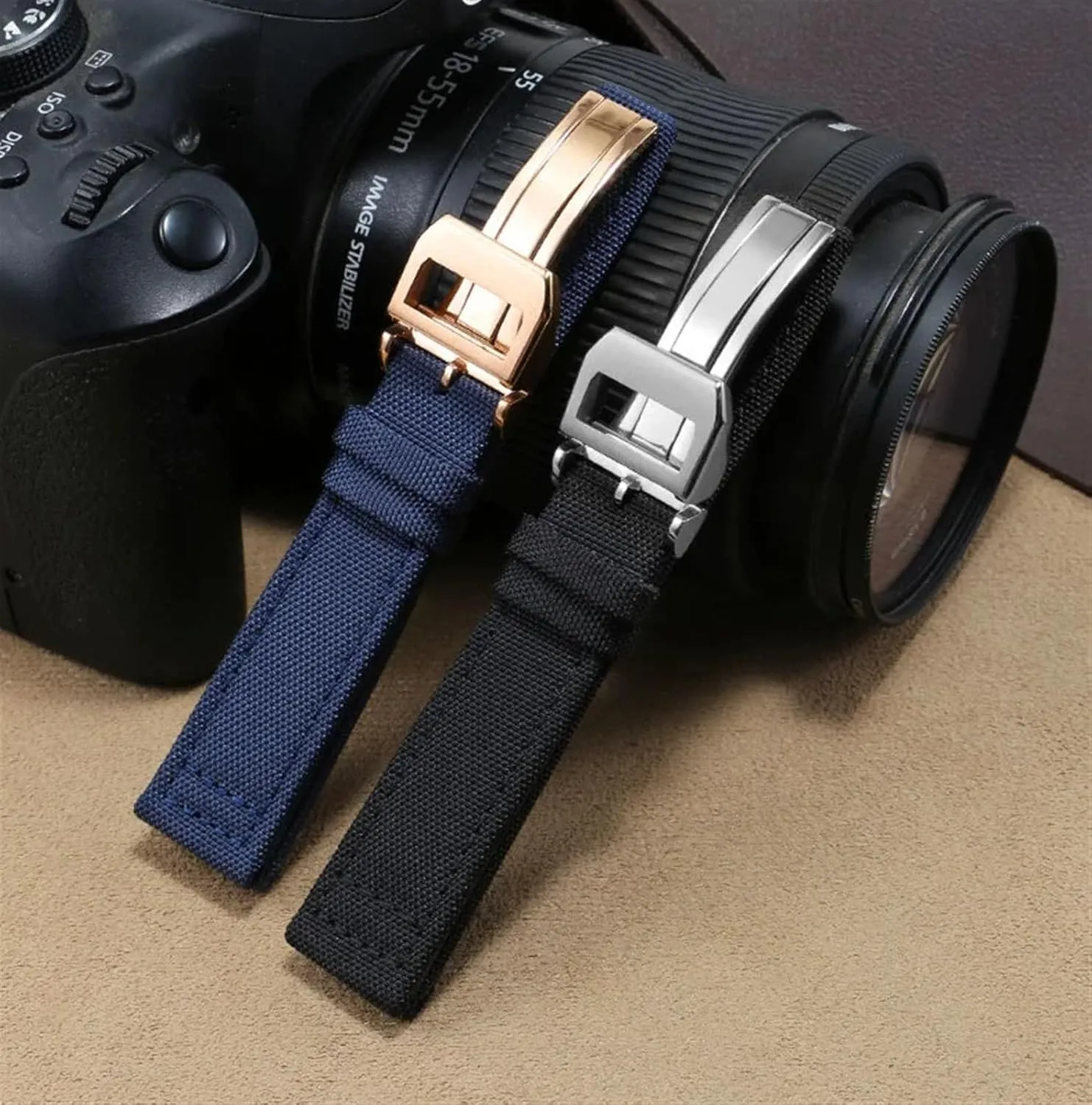 Folding Buckle Cowhide Leather Belt 20mm 21mm 22mm Nylon Canvas Watchband for IWC PILOT Portugal PORTOFINO dialect persuasive chemurgy Fabric Watch Strap 