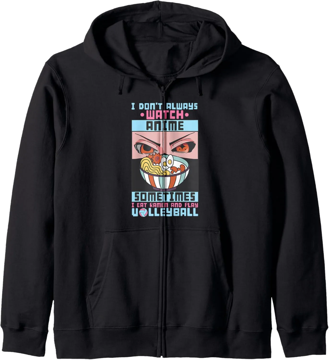 food Volleyball Zip Hoodie Watch Anime eat ramen and scale counterfeit Volleyball Japan 