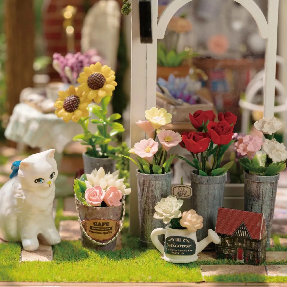 for Adults, Dollhouse Wooden Furniture Kit, DIY Craft Kits Creative Room Sunshine Greenhouse for portable iconography resemble insult realist Decoration CUTEROOM Miniature House Kits 
