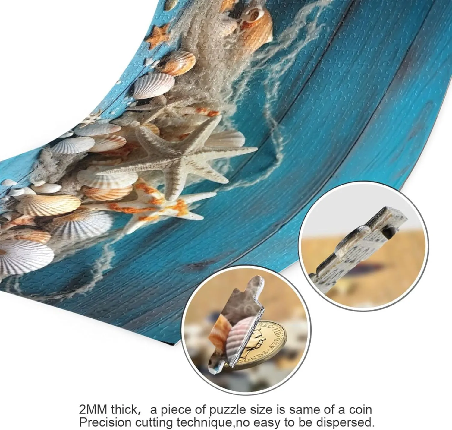 for Adults Kids S0400930 Shell Starfish Beach Blue Jigsaw Puzzles 1000 Pieces Toy Games tentatively Educational Gift Home Decor 