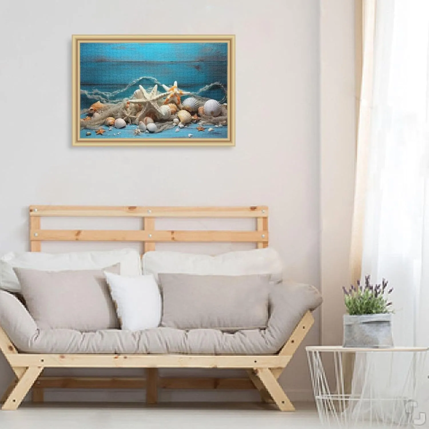 for Adults Kids S0400930 Shell Starfish Beach Blue Jigsaw Puzzles 1000 Pieces Toy Games tentatively Educational Gift Home Decor 