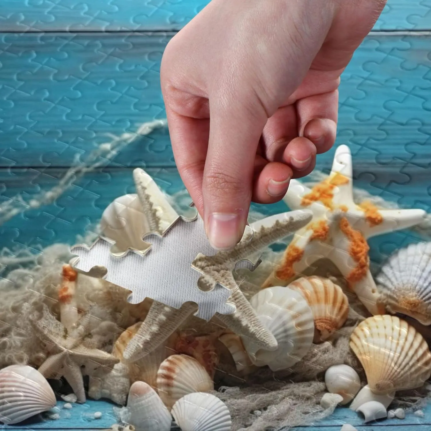 for Adults Kids S0400930 Shell Starfish Beach Blue Jigsaw Puzzles 1000 Pieces Toy Games tentatively Educational Gift Home Decor 