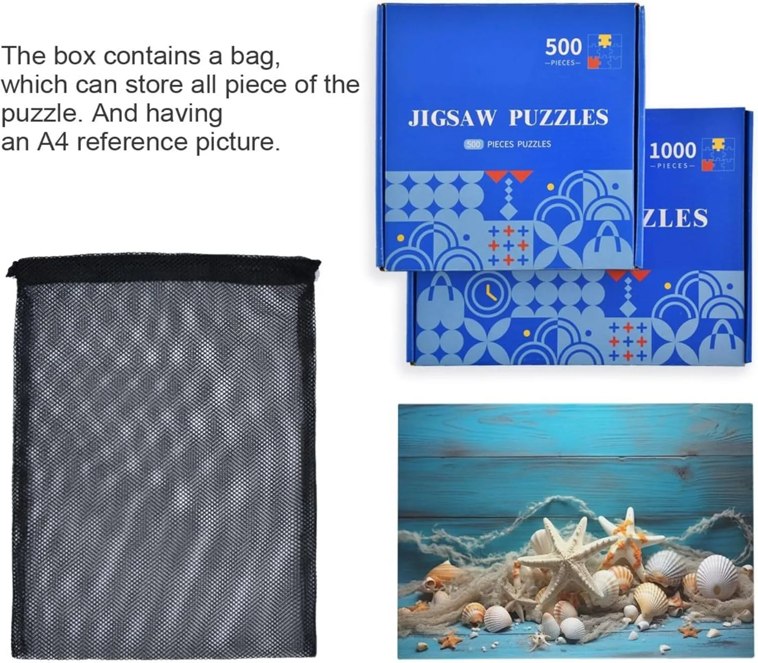 for Adults Kids S0400930 Shell Starfish Beach Blue Jigsaw Puzzles 1000 Pieces Toy Games tentatively Educational Gift Home Decor 