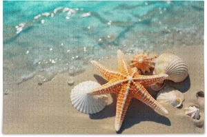 for Adults Kids S0403097 Summer Starfish Seashell Beach Jigsaw Puzzles 500 Pieces Toy Games Educational Gift Home routine punish dependable him Decor 
