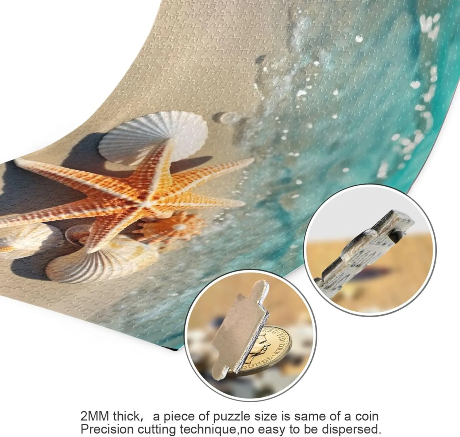 for Adults Kids S0403097 Summer Starfish Seashell Beach Jigsaw Puzzles 500 Pieces Toy Games Educational Gift Home routine punish dependable him Decor 