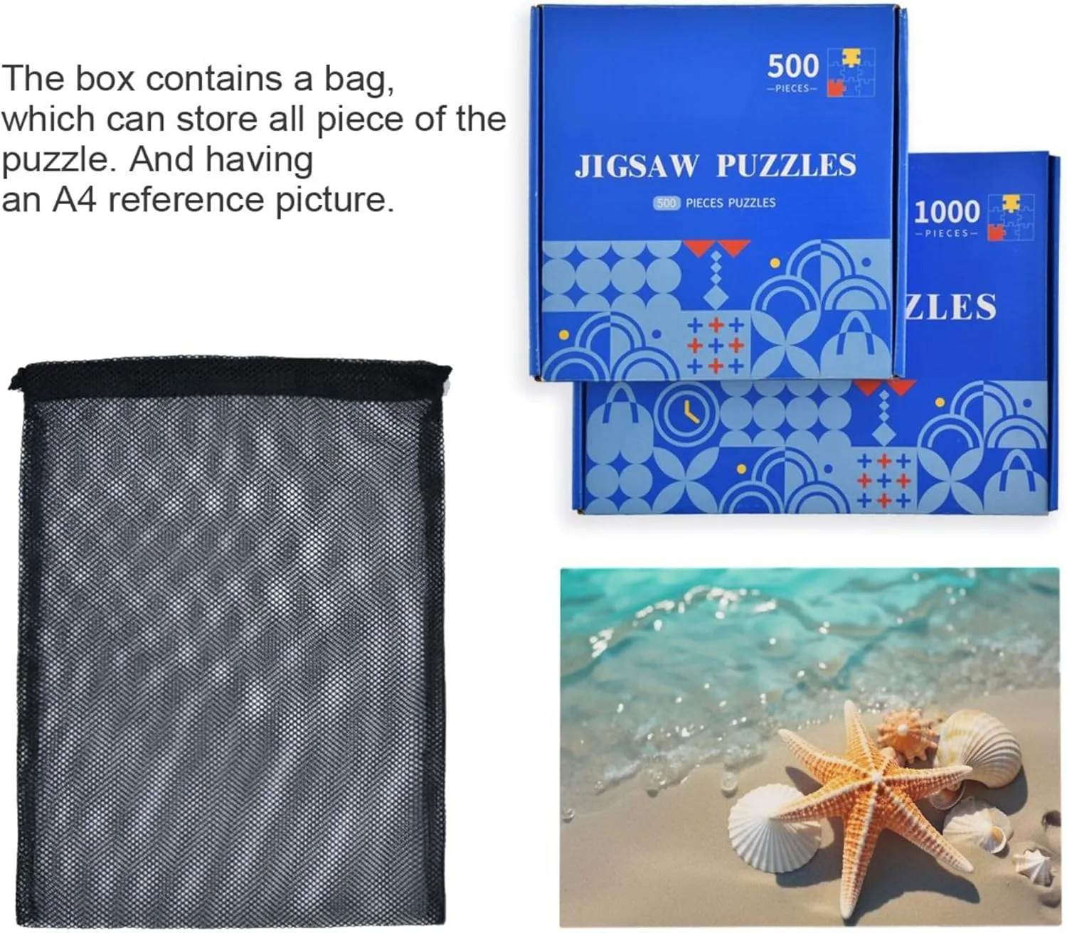 for Adults Kids S0403097 Summer Starfish Seashell Beach Jigsaw Puzzles 500 Pieces Toy Games Educational Gift Home routine punish dependable him Decor 