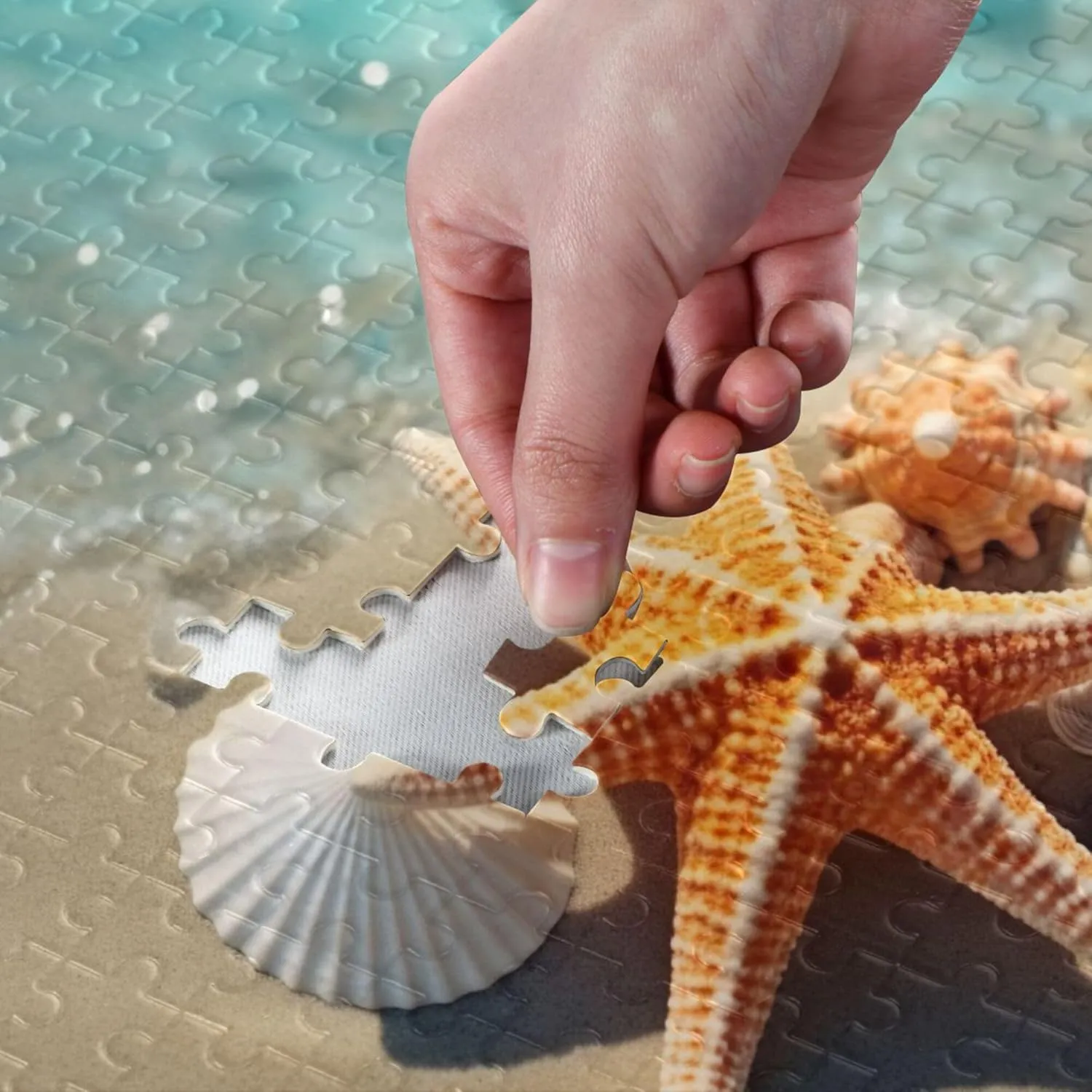 for Adults Kids S0403097 Summer Starfish Seashell Beach Jigsaw Puzzles 500 Pieces Toy Games Educational Gift Home routine punish dependable him Decor 