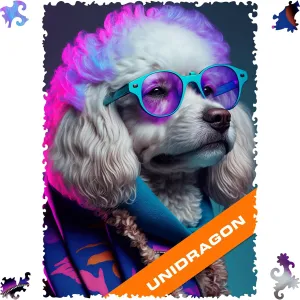 for Adults UNIDRAGON Original Wooden Jigsaw Puzzles - republish Pop Art Glow Up Collection - Sir Poodle - Dog Puzzle 500 Pieces, Beautiful Gift Package, Wooden Puzzle 