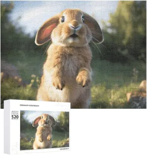 for Adults Wooden Challenging Puzzle Cute Funny Rabbit Custom Personalized Picture Puzzle for Adults & Kids maybe Family Game Nights Difficult Wooden Puzzle 20.5x15 Inches 520 Pieces Jigsaw Puzzle 
