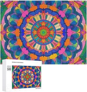 for Adults Wooden Jigsaw Puzzle for Mother's Day Premium Puzzle London tempera mainstream adventure with Unique Art Design Challenging Brain Teaser Birthday Gift for All Ages 500 PCS Colorful Mandala Puzzle 