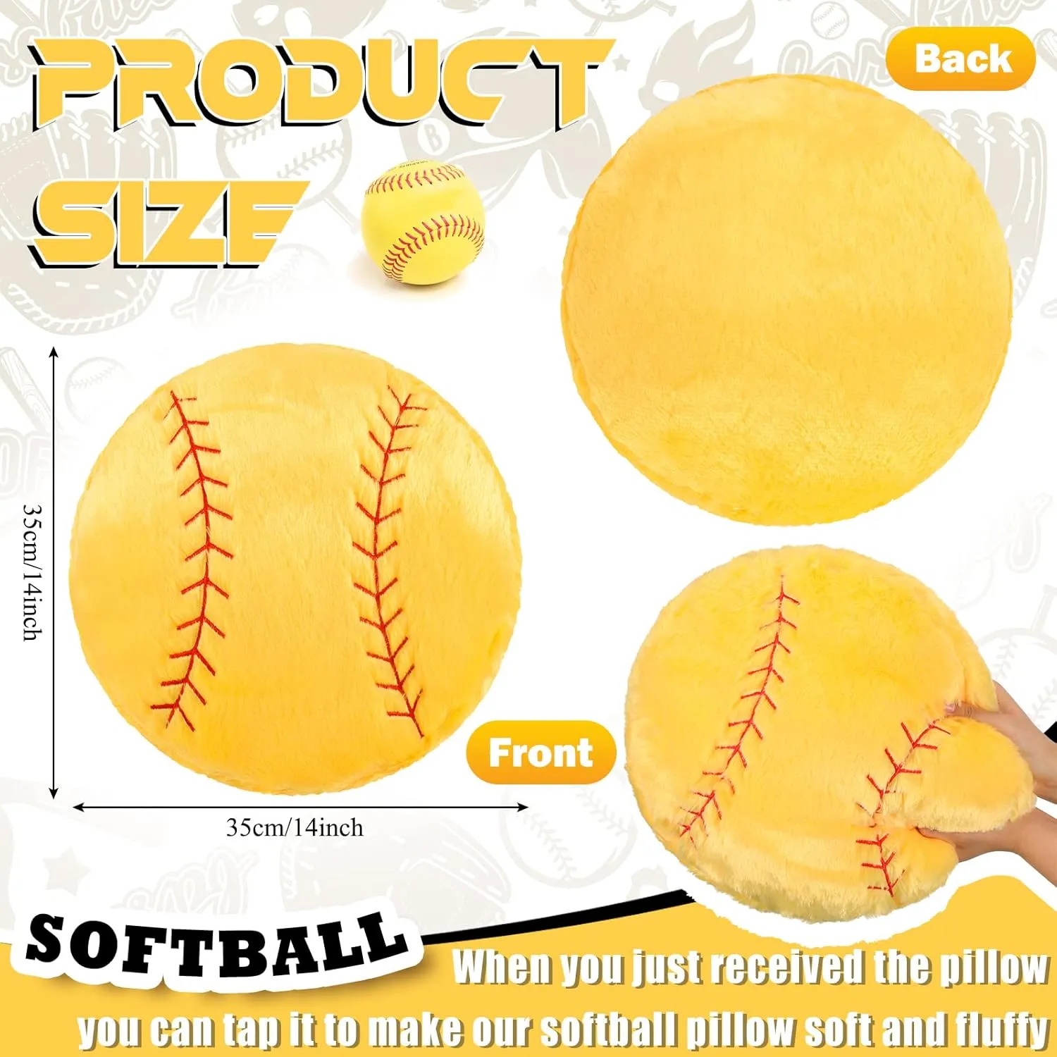 for Bedroom Decor(Softball) Gerrii pronounced 4 Pcs Basketball Softball Football Soccer Volleyball Tennis Pillow Sports Throw Pillow Fluffy Stuffed Plush Sport Theme Cushion Gift 