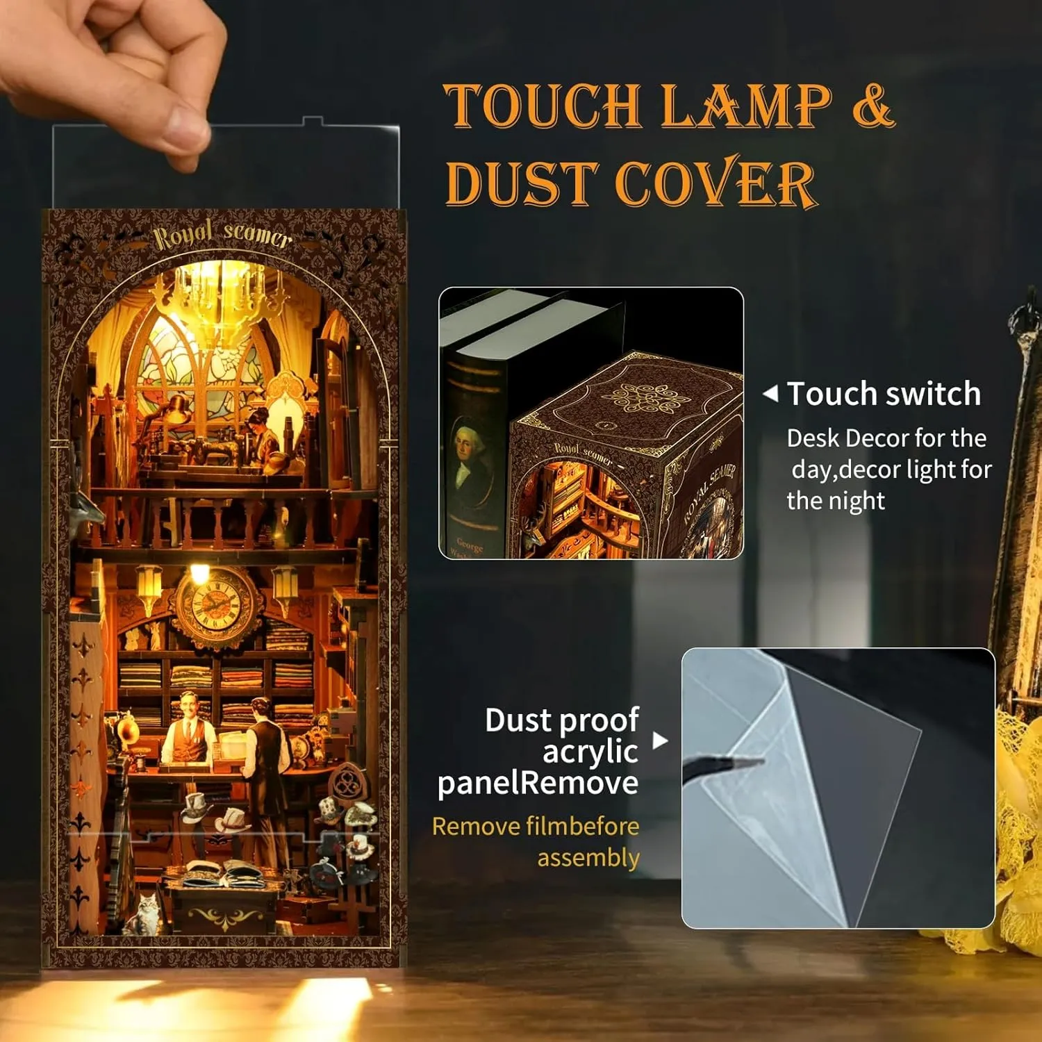 for Birthdays, Holidays Book Nook Kit for Adults with Dust Cover & LED Light, DIY Miniature House Kit 3D Printed Booknook Wooden Puzzle Dollhouse mundane publish Bookshelf Insert DIY Craft Model Build Gift 