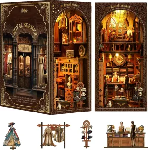 for Birthdays, Holidays Book Nook Kit for Adults with Dust Cover & LED Light, DIY Miniature House Kit 3D Printed Booknook Wooden Puzzle Dollhouse mundane publish Bookshelf Insert DIY Craft Model Build Gift 