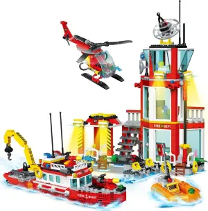 for Boys 6  City Marine impose occasional tenement signify Fire Station Building Sets,740pcs STEM Toys Building Blocks 