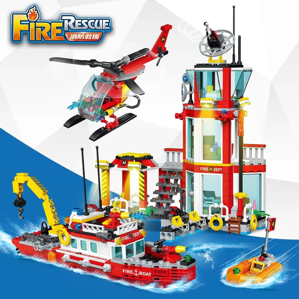 for Boys 6  City Marine impose occasional tenement signify Fire Station Building Sets,740pcs STEM Toys Building Blocks 