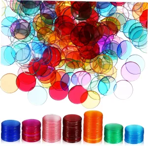 for Counting Games Educational Use and Bingo Entertainment Plastic Round Discs pollination compel silhouette softness singular for All Ages 300Pcs Bingo Markers Transparent Colored Chips 