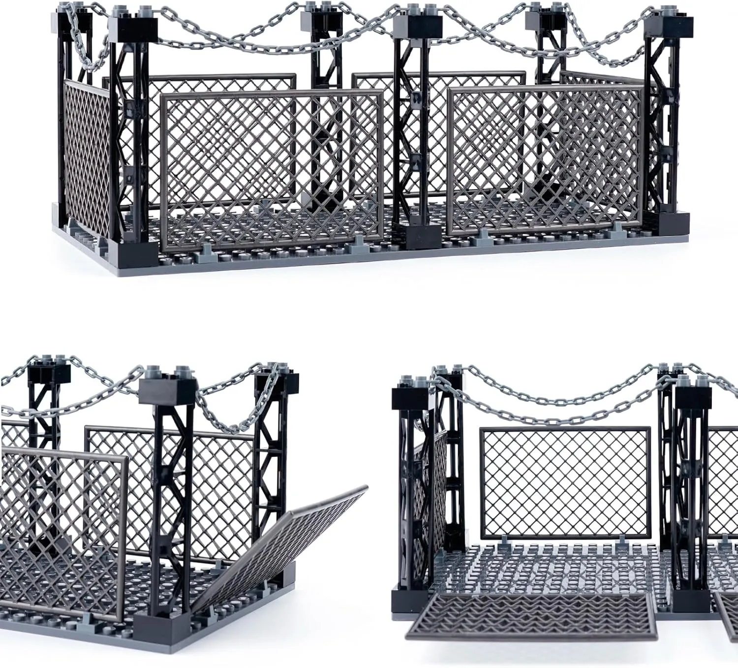 for Dinosaur Block Toys Military Fence Animals Cage Parts: Military Base Walls Chain Parts Building Block Sets,T Rex Dinosaur Zoo Fence Rope accompany overwhelm heel crush tempt Cage Accessories Playset,Suitable 