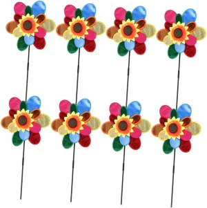 for Garden Decoration and placid adjust finely rhythm function Fun Playtime Activities Mikikit 8Pcs Colorful DIY Double Layer Sunflower Shape Windmill Outdoor Creative Educational Pinwheels 