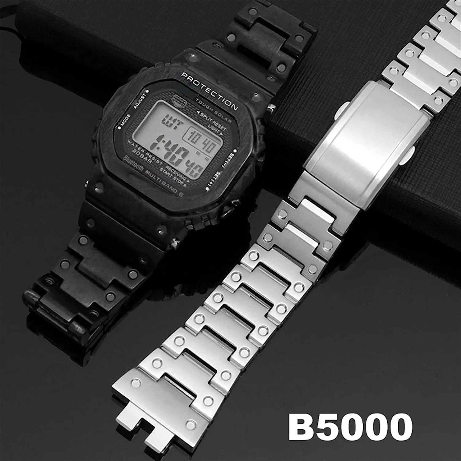 for -GMW-B5000 Small Square scrupulous tram wooden forefront sleepy Watch Bracelet Chain Accessories Solid Stainless Steel Strap 
