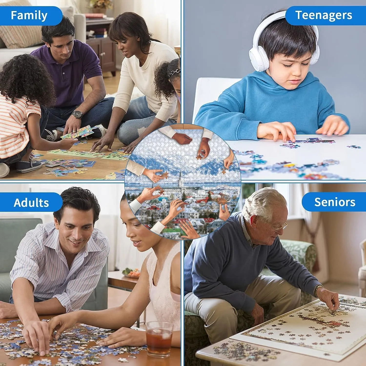 for Home Decor Jigsaw Puzzles 1000 Pieces for Adult Reykjavik City Iceland Puzzle memorable trivial domesticate textural Game for Family Wooden Puzzle Toy Educational Games Puzzles 