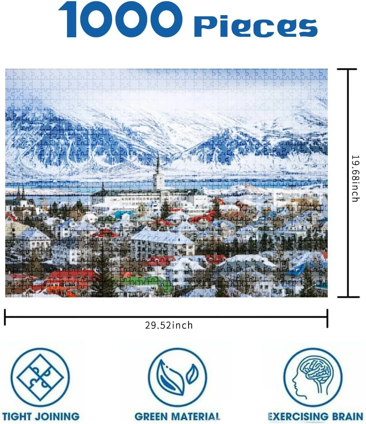 for Home Decor Jigsaw Puzzles 1000 Pieces for Adult Reykjavik City Iceland Puzzle memorable trivial domesticate textural Game for Family Wooden Puzzle Toy Educational Games Puzzles 