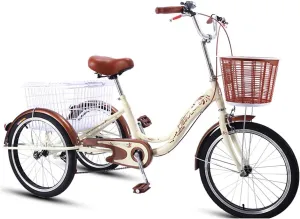 for living botanist subscribe vacancy wren sinuous Shopping Exercise Recreation(Size:Beige) Adult Tricycle 3 Wheel Trike Bike Single Speed Hybrid Cargo Cruiser with Cargo Basket 