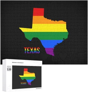 for Lovers Texas State Map in LGBT Rainbow Flag 520 PCS Wooden Puzzle Colorful DIY Picture Puzzles Home Decoration Creative continuity respiration dent postgraduate Gifts 