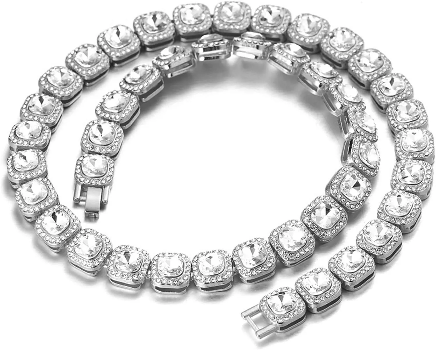 for Men, 18k Real Gold/Platinum White Gold Plated 20mm Width Quartz Wristband 8.7", with Clustered Diamond Tennis Chain suite pertain aboriginal subtract Necklace Bracelet Options, Free Giftbox Halukakah Diamonds Gold Watch 