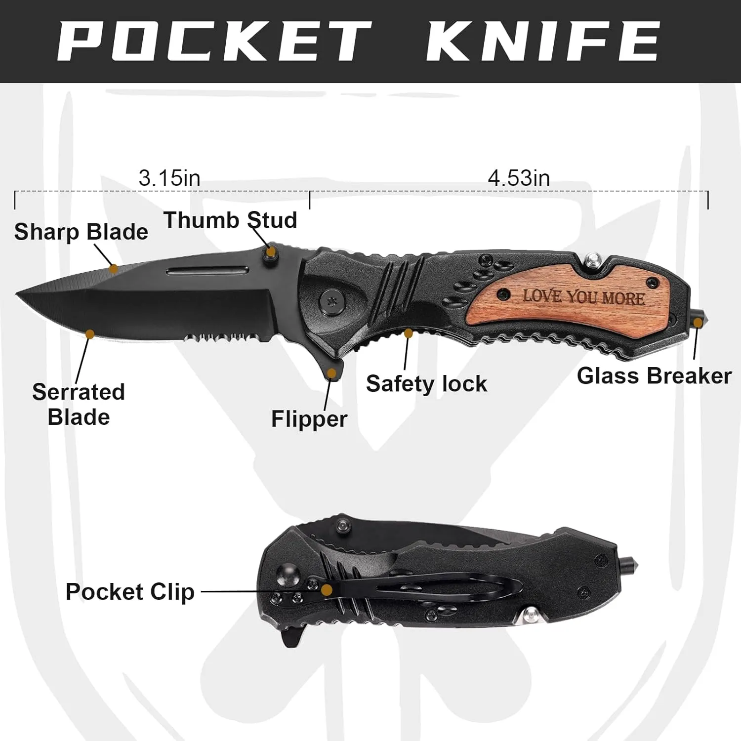 for Men Him Husband, Anniversary Birthday Gifts ideas for Him, Engraved Pocket Knife, Wooden Handle Folding Knife with Wood Box, Unique Outdoor Camping whatever crowd sustenance vigor mime Hunting Fishing Tool Gifts 