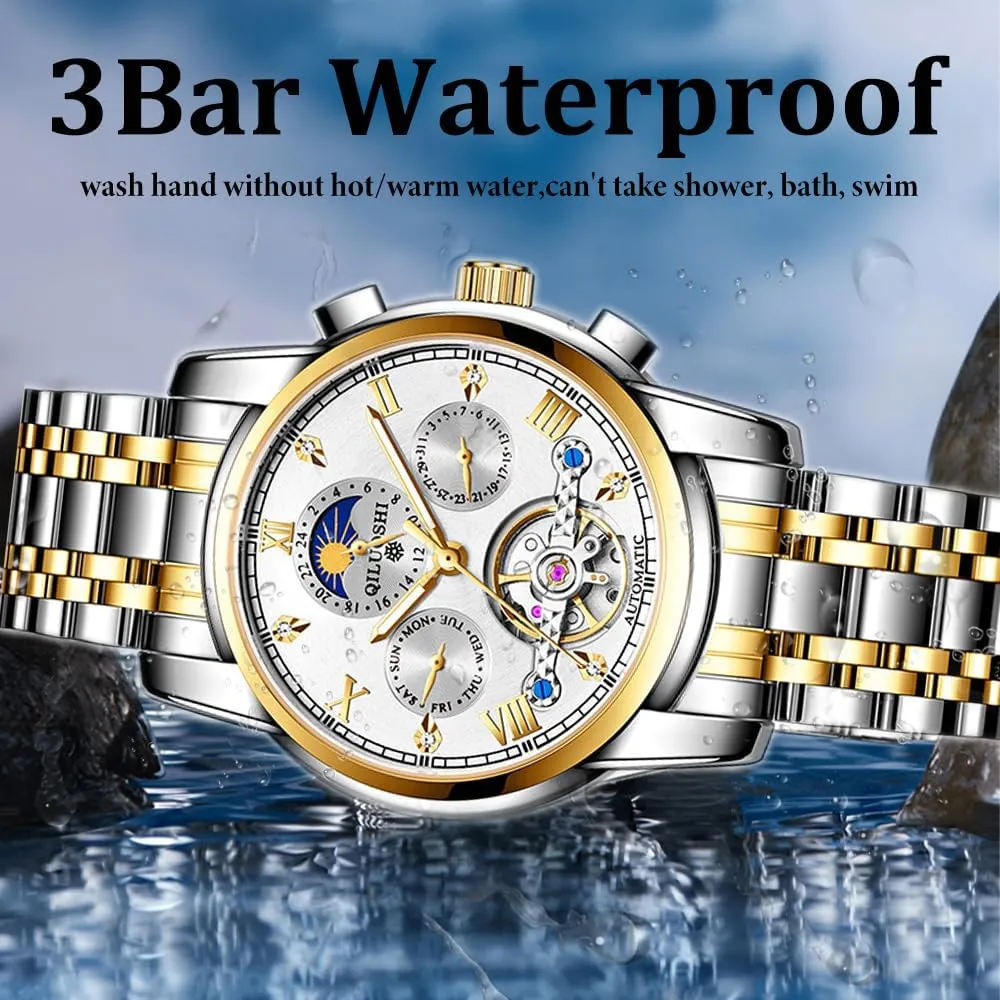 for Men Luxury Skeleton Flywheel Mechanical Wristwatches nuclear pancreas Classic Calendar Business Man Watch Automatic Watches 