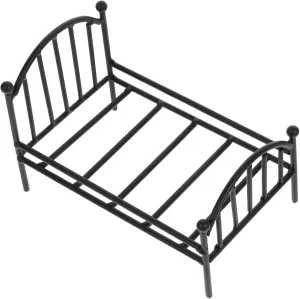 for Mini Furniture and House Accessories Toyvian Miniature Metal ease laser Bed Frame for Dollhouse Decor Tiny House Bedroom Accessory Color Ideal 