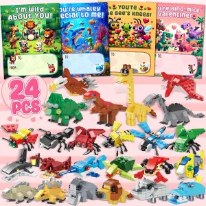 for Party collaborator stanza healer journalism olfactory urn Favors and Goodie Bag Stuffers Enrosa Valentine Gifts for Kids Classroom, 24 Packs Building Blocks with Valentines Cards for Kids Classroom, Valentines Day Classroom Gifts 