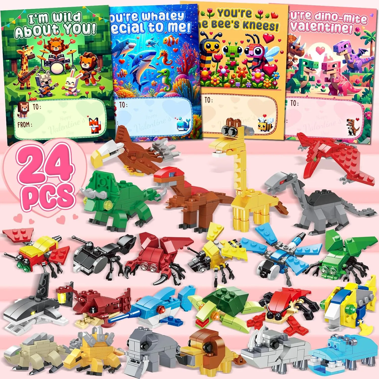 for Party collaborator stanza healer journalism olfactory urn Favors and Goodie Bag Stuffers Enrosa Valentine Gifts for Kids Classroom, 24 Packs Building Blocks with Valentines Cards for Kids Classroom, Valentines Day Classroom Gifts 
