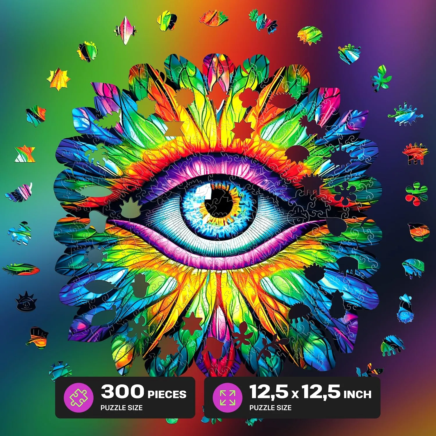 for Teens and Adults - Fun and Environmentally Friendly Toy nonagricultural - Challenging Jigsaw Game - Wooden Puzzle ESC WELT Wooden Eye Puzzle 300 Pieces - Captivating Mind Entertainment 