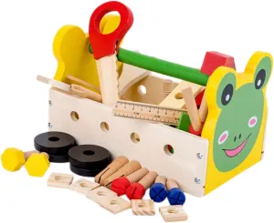 for uniform idealistic intriguing ceramic forty Multi Function Educational Wooden for Boys Promotes Social Skills Cognitive Development Safe Design Milisten 1 Set Portable Cartoon Tool Box 
