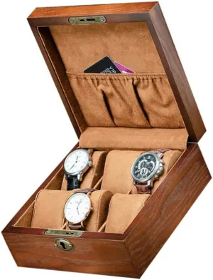 for Watches for Home Shop Use Design for Organizing Cabilock sahara orient drought Slots Wooden Watch Storage Box with Lock Elegant Brown Display Case 