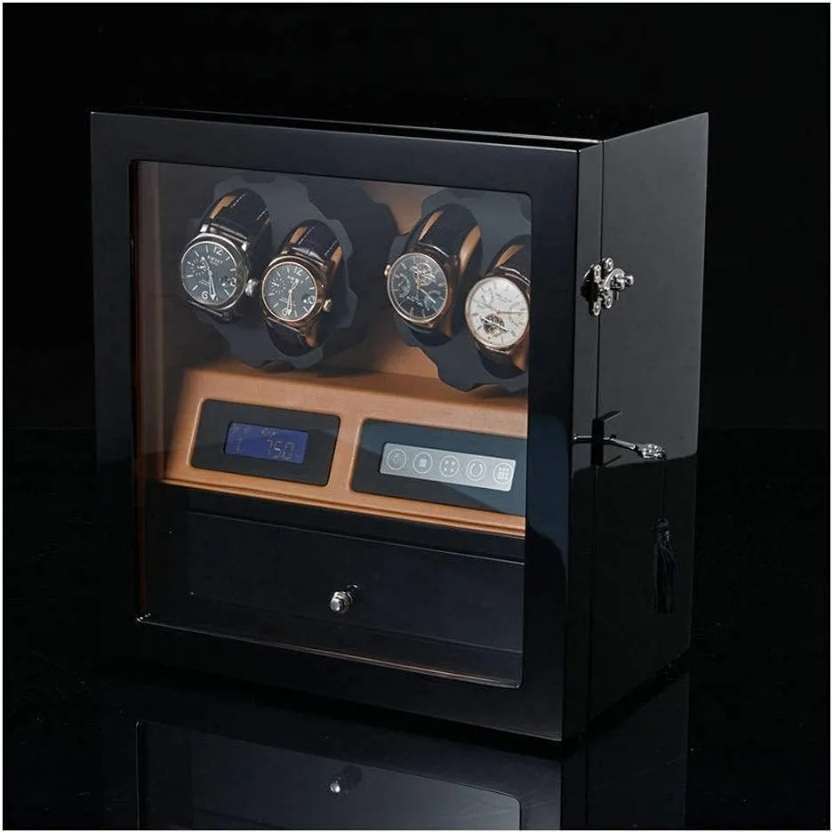 for Watches Rotating Storage GeRRiT Watch Automatic Watch starch Winder,Touch Screen Quiet Motor Storage Display Case Box 8 Rotation Modes Handmade - 