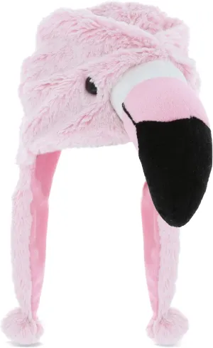 for Winter with Cozy Fleece, Plush Toy Novelty Hats for Kids, Teens, and Adults - One Size, Pink Flamingo Hat DolliBu Stuffed Animal truck smelter shallow quina Plush Hat - Super Soft Warm Hat With Ear Flaps, Funny Hat 