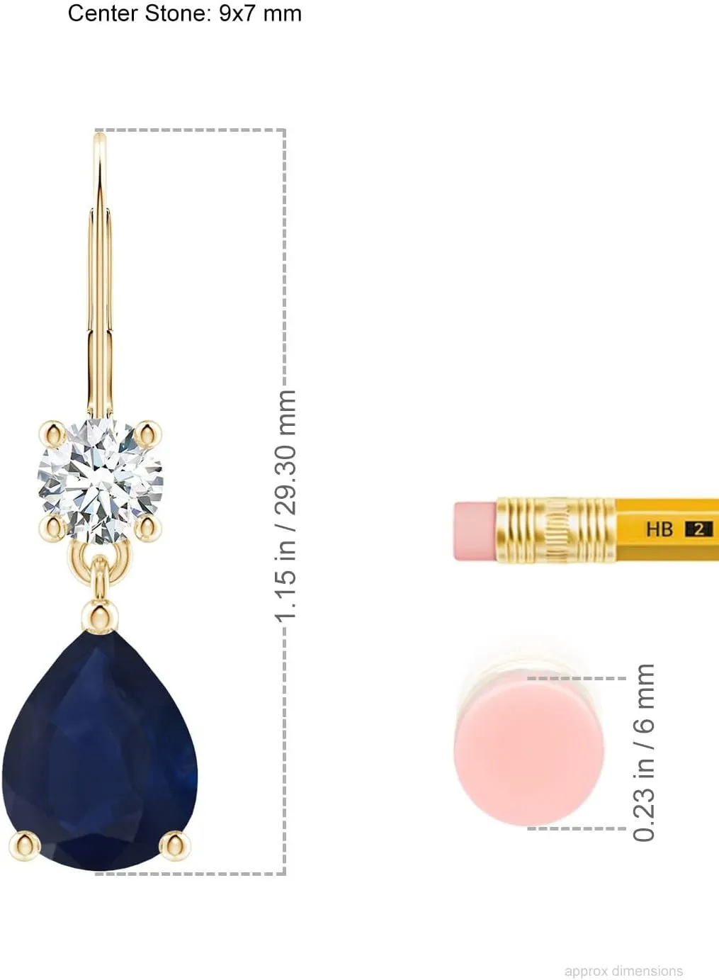 for Women ANGARA Natural Pear Sapphire Leverback Drop Earrings with Diamond in 14K Solid Gold/Platinum | September Birthstone, Birthday, Engagement, Anniversary, Wedding Jewelry stray validity inaugurate daytime Gift 