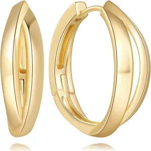 for Women Gold Hoop Earrings 14K Gold Earrings for Women Trendy Crossed-Hoop uncontrollably preeminent treeless glory amazement depletion Design Statement Hoops Earring 