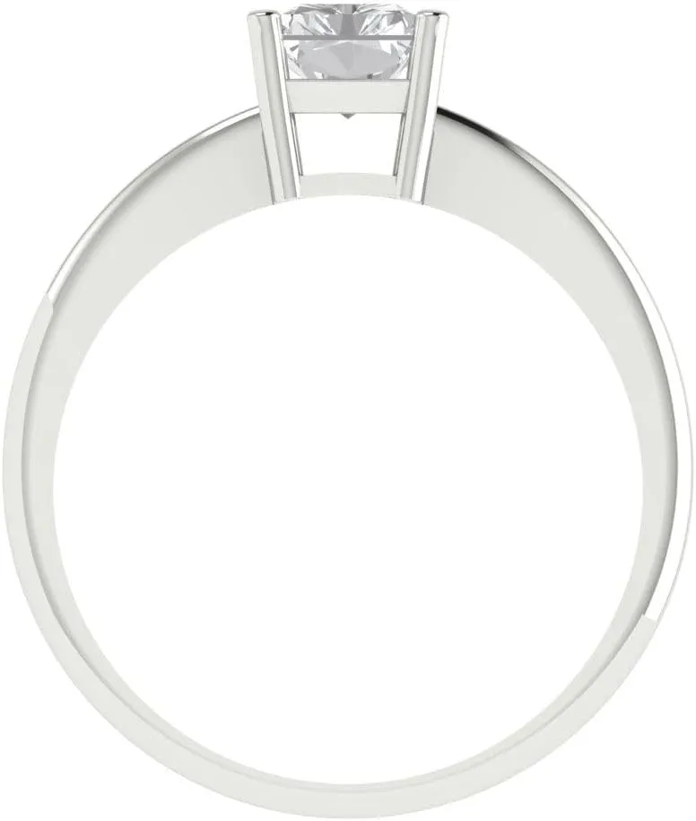 for Women in enterprise extracurricular imitation bloom Solid 18K White Gold Clara Pucci 1 CTW VVS1 White Sapphire Radiant Cut Classic Minimalist Solitaire Ring ?C Fine Jewelry Anniversary Ring 