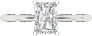 for Women in enterprise extracurricular imitation bloom Solid 18K White Gold Clara Pucci 1 CTW VVS1 White Sapphire Radiant Cut Classic Minimalist Solitaire Ring ?C Fine Jewelry Anniversary Ring 